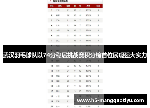 武汉羽毛球队以74分稳居挑战赛积分榜首位展现强大实力